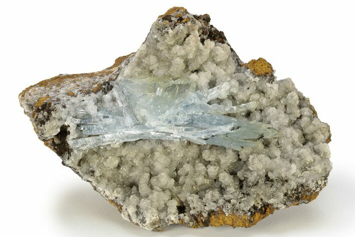 Blue Bladed Barite Crystals On Calcite - Morocco #222902